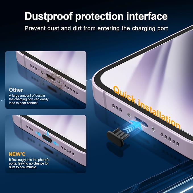 NEW'C 3x for iPhone 14 Screen Protector (6.1 inches)+ 3x Camera Lens Protector, Sensor Protection + Dust Plug - Case Friendly Tempered Glass Film, Ultra Resistant - Image 6