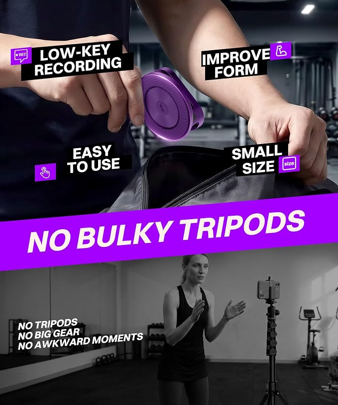 All Metal Dual Magnetic Gym Phone Holder for MagSafe, Purple | 360°Adjustable, Fit for iPhone/Android, Tri-Axis Phone Mount,Gym Accessories for Bodybuilder Men Women Workout Recording - Image 4