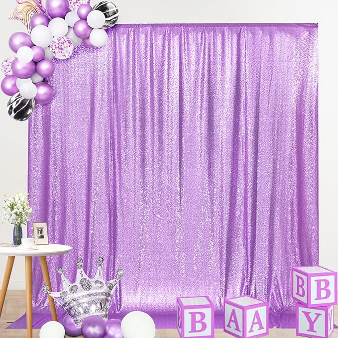 SquarePie 8x10ft Lavender Sequin Backdrop, High Density Non-Transparent Glitter Curtain for Photography, Birthday, Wedding Party Decorations, Thick Solid Background with 4" Rod Pocket, 1 Panel - Image 7