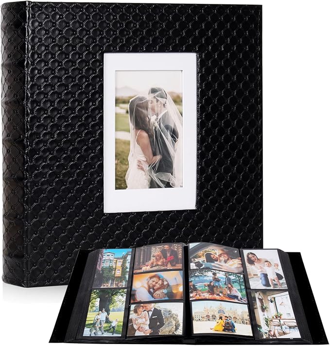 RECUTMS Photo Albums 4x6 Pictures, 600 Pockets Large Capacity Picture Album | Acid-Free Black Pages, Leather Cover, Dual Horizontal/Vertical Pockets, Custom Photo Cover, Perfect for Wedding, Family&Trave by RECUTMS