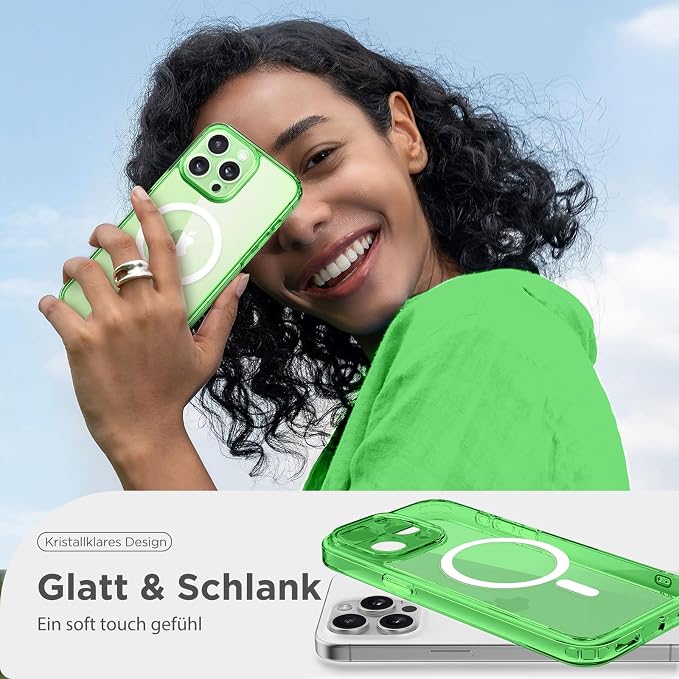 CAPRARO for iPhone 14 Pro Max Case, Compatible with MagSafe | Upgraded [Full Camera Protection] Shockproof Protective Slim Translucent Matte Magnetic Phone Case 6.7'', Clear Green - Image 8