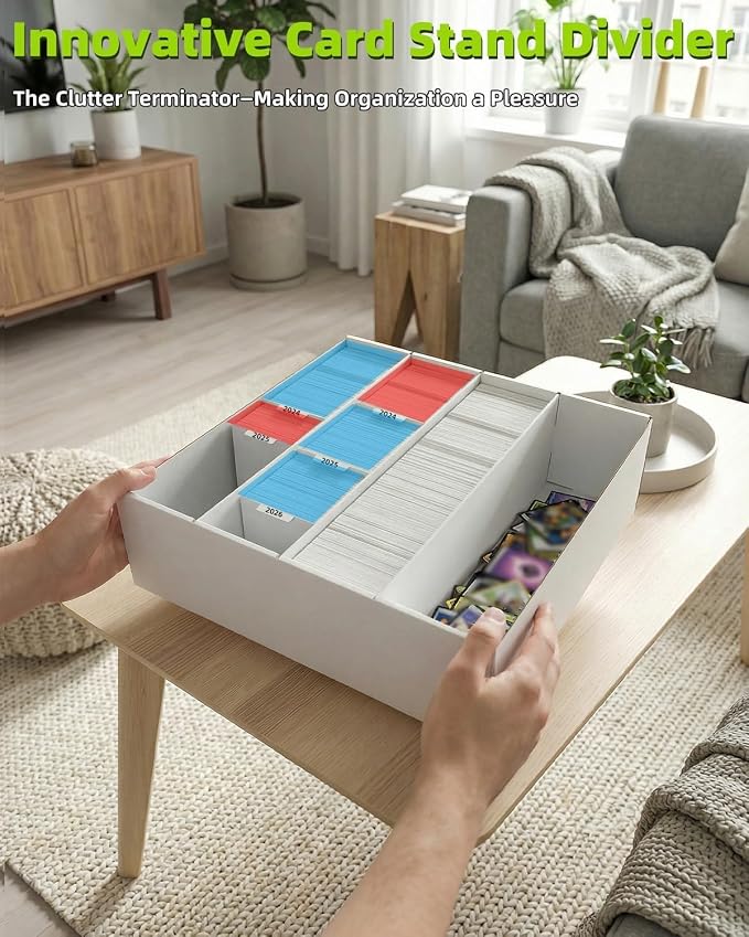 Card Storage Bbox, 4 Row Card Box for Standard Card with Card Stoppers 1Pcs | 4 Row Cardboard Storage Box for Standard Card Laminated Cardboard Surface Card Stopper - Image 2