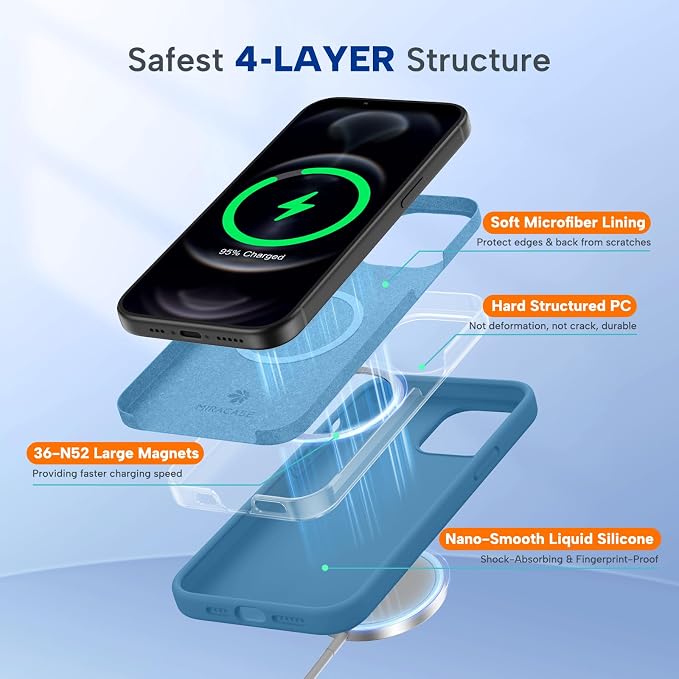Miracase Silicone for iPhone 12 Pro Max Case, Capri Blue | Soft Anti-Scratch Microfiber Lining, Premium Silicone Cover Shockproof Drop Protection Phone Case for 12 Pro Max - Image 6