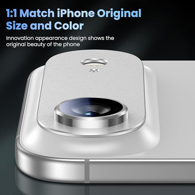 Uyiton for iPhone Air Camera Lens Protector, Metal Frame Glass Cover | Not Easy to Break, Strong Adsorption, Case-Friendly, Metal 9H Sapphire Glass Rear Camera Screen Cover, Cloud White - Image 5