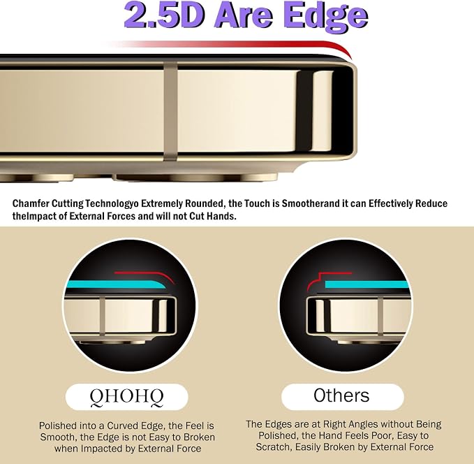 QHOHQ 3 Pack Screen Protector for iPhone 14 Pro 6.1 Inch with 3 Pack Tempered Glass Camera Lens Protector, Ultra HD, 9H Hardness, Scratch Resistant, Case Friendly - Image 3