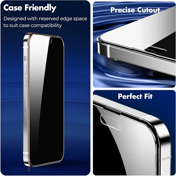 UNBREAKcable Privacy Screen Protector for iPhone 14 Pro, 2-Pack | True 28° Anti-Spy, Shatterproof Tempered Glass, 9H Hardness, Easy Install, Bubble-Free, Anti-Scratch, Case Friendly - Image 6
