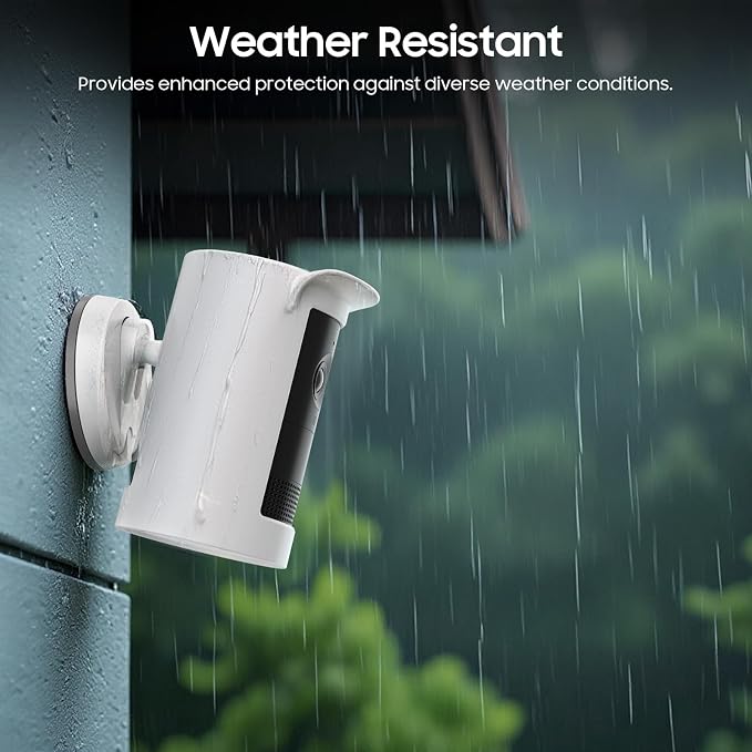 Fintie Silicone Weatherproof Case for Ring Outdoor Cam Plus 2025, White | Weather Resistant Soft Protective Cover, Dustproof Camera Skin, Hat Brim Design, Easy Slip-On Installation - Image 3