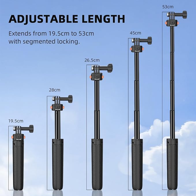 20" Osmo Pocket 3 4 Tripod, Xtra Muse Mini Table Desk Extendable Stand Small Handheld Selfie Stick Quick Release 1/4 Screw Vlog for DJI Action 6 5 Pro 4 for Insta360 X4 X5 Luna Ultra Accessories - Image 5