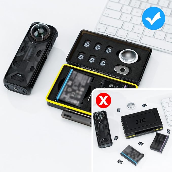 360 X5 Battery Case,Camera Battery TF Card Holder for 2 Insta 360 X5/X4/X3 Batteriers & 6 MicroSD Cards,Water-Resistant Action Camera Batteries Protective Organizer Box with Air Tag Slots(Only Case) - Image 6