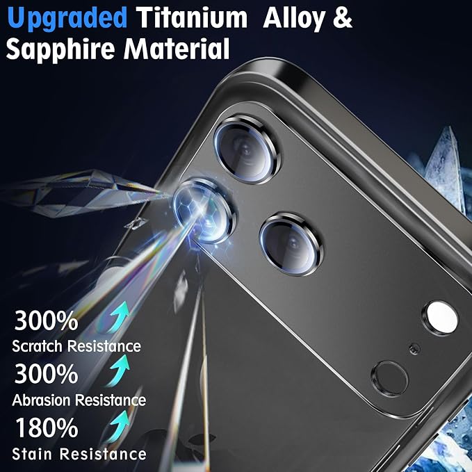 SiHPuoy Camera Lens Protector for iPhone 17 Pro Max, Tempered Glass, Black | 2pcs, 9H+ Hardness, Military Grade Shatterproof, Anti-Scratch, Case Friendly, Metal Camera Cover, Does not Affect Night Shots - Image 3