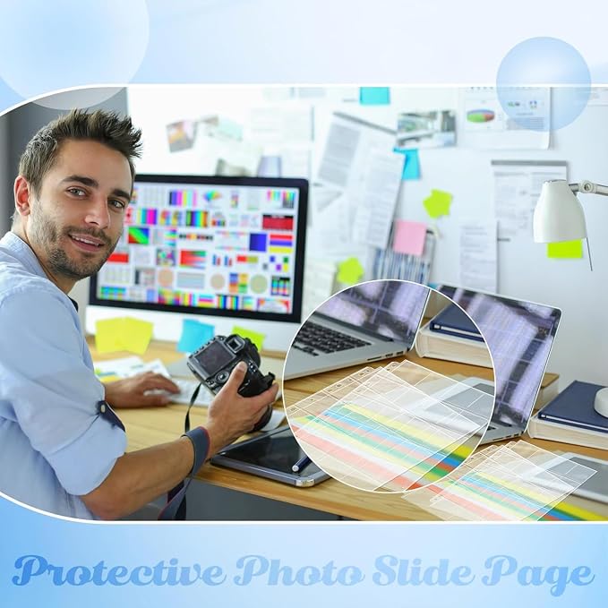 Fuyoooo 100 Pack Protective Photo Slide Pages Holds 20 35mm Slides | Top Loading Photo Page Sleeves for 3 Ring Binder Holds 2000 2 x 2 Inch Photos Archival Slide Storage Album Refill Preservers - Image 6