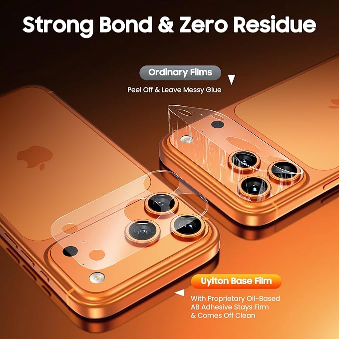 Uyiton 3 Pack for iPhone 17 Pro Camera Plateau Protector - Matte PET Film | Ultra-Thin, Invisible & Bare-Hand Feel, Scratch-Resistant, Case-Friendly, Protects Camera Base Only – Not Cover Lens - Image 5