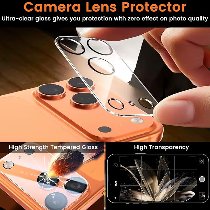 Lesakit 4 Pack Privacy Screen Protector for iPhone 17 Pro Max 6.9-Inch with 4 Pack Camera Lens Protector, Anti Spy Tempered Glass Film 9H Hardness Bubble Free Case Friendly - Image 5