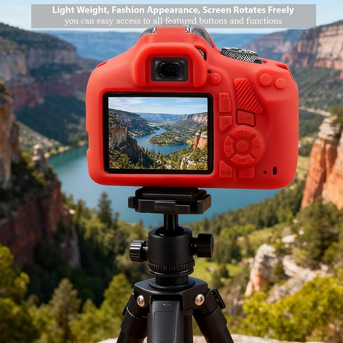 Case for Canon EOS Rebel T7 Rebel T6 Camera, Soft Silicone Rubber Protective Camera Case Cover Accessories, Lightweight, Anti-Scratch with Button Marking for EOS Rebel T7 T6 (Red) - Image 5