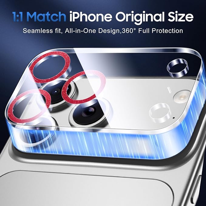 UniqueMe for 3 Pack iPhone 17 Pro Max Camera Lens Protector - Glitter Red | Drop Protection, Case Friendly, 9H Tempered Glass, Camera Cover Screen, Update New Version - Image 5