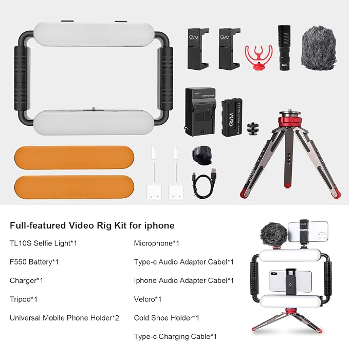 GVM Gimbal Stabilizer Phone Video Light Kit for Smartphone, Content Creator Kit, 5600K LED Equipment with Microphone &Tripod for Recording, Vlogging, Live Streaming, YouTube, TikTok - Image 2
