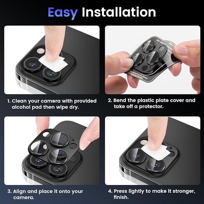 Tensea for iPhone 15 Pro Max/iPhone 15 Pro Camera Lens Protector | Metal Aluminum Alloy Tempered Glass Cover Camera Screen Protector Accessories, Case Friendly - Image 7
