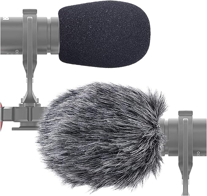 SUNMON Furry Windscreen Muff, Mic Pop Filter/Foam Wind Cover fits Rode VideoMicro Videomic Me-L Shotgun Microphone (2 PACK) by sunmon