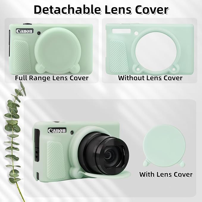 Camera Case for Canon PowerShot SX740/ SX730 Digital Camera, SX740 HS Case | Soft Silicone Protective Case Removable Lens Cover, Comes with 2 Screen Protectors and 1 Wrist Strap. (Green Jelly) - Image 4