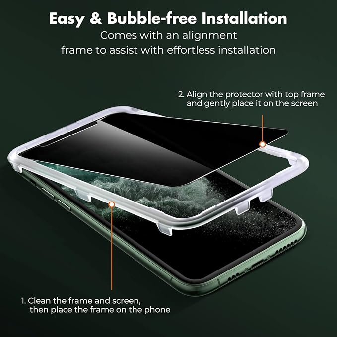 UNBREAKcable Privacy Screen Protector for iPhone 11 Pro Max/XS Max, 2-Pack | True 28° Anti-Spy, Shatterproof Tempered Glass, 9H Hardness, Easy Install, Bubble-Free, Anti-Scratch, Case Friendly - Image 4