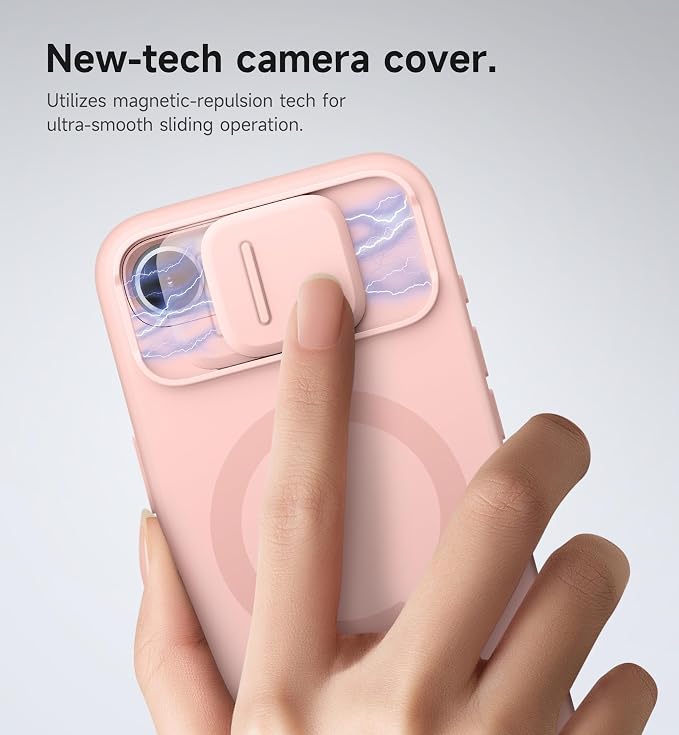 SURITCH for iPhone 17e/16e Case with Magnetic Camera Slide Cover and Adjustable Kickstand, Compatible with MagSafe, Shockproof Bumper Case Slim Protective Cover 6.1 Inch,Pink - Image 4