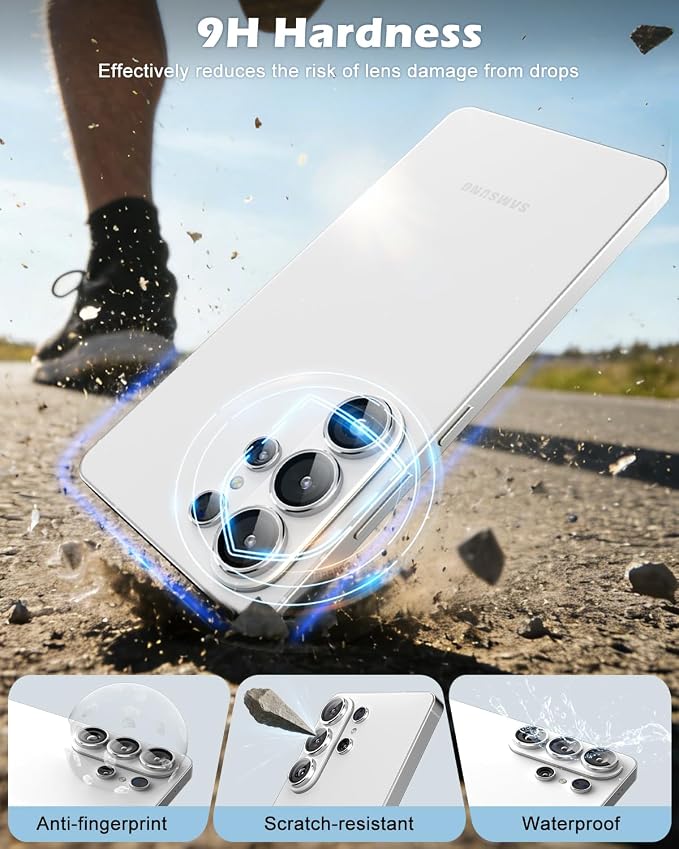 CloudValley for Samsung Galaxy S26 Ultra Camera Lens Protector | 9H Tempered Glass + Aluminum Alloy Lens Protective Ring Ultra-HD Individual Lens Cover,Silver - Image 3