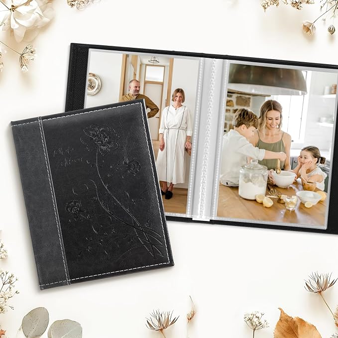 Artmag Photo Album 5x7 2 Packs Clear Pages Pockets Leather Cover Slip Slide in Photo Album Book Each Holds 100 Vertical 5x7 Photos Picture Book for Wedding Family (Black) - Image 3