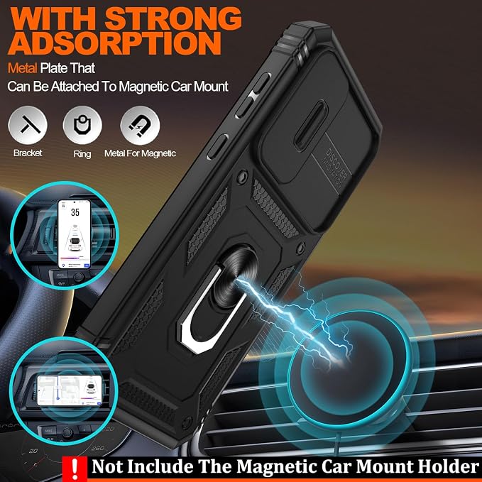 Gritup for Galaxy A35 5G Case Military-Grade Shockproof with Kickstand | with 2 PCS Screen Protector, Slide Camera Cover, Heavy Duty Outdoor Protection Funda para A 35 Phone Cover, Black - Image 5