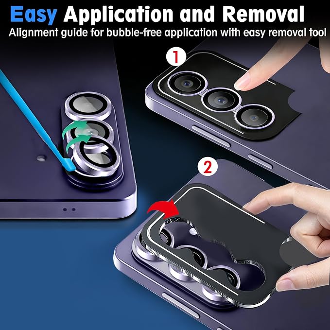 SiHPuoy 2Set Camera Lens Protector for Samsung Galaxy S26/S26 Plus, Purple | 9H+ Tempered Glass, Military Grade Shatterproof,Anti-Scratch, Case Friendly,HD Metal Camera Cover,Does not Affect Night Shots - Image 3