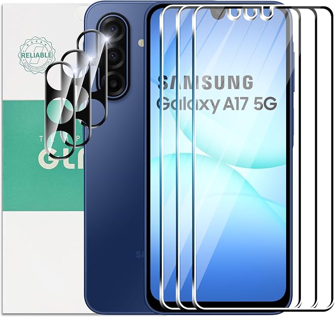 for Samsung Galaxy A17 5G Screen Protector with Camera Lens Protector, 9H Hardness Anti-Scratch Tempered Glass flim, Case Friendly, Anti-Fingerprint,Anti-Scratch (3+3 PACK) by Suttkue