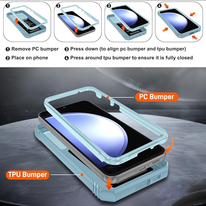 Gritup for Samsung Galaxy S23 FE Case with 2PCS Screen Protector, Build in 360° Rotating Ring Kickstand, Military Grade Protective Case for S23 FE Phone, Green - Image 4