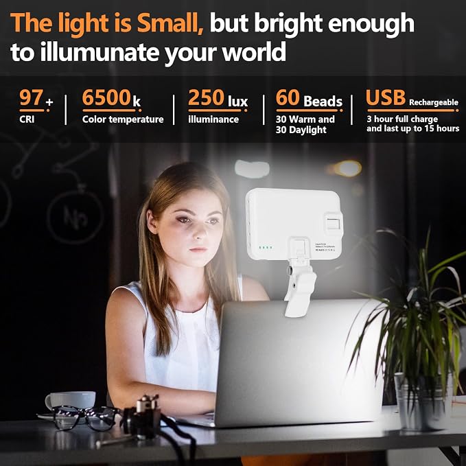 BANSINE Portable LED Photo Light - USB-Rechargeable, Up to 6500K Color Temperature for Selfie, Zoom Conference, Video, Makeup - Image 2