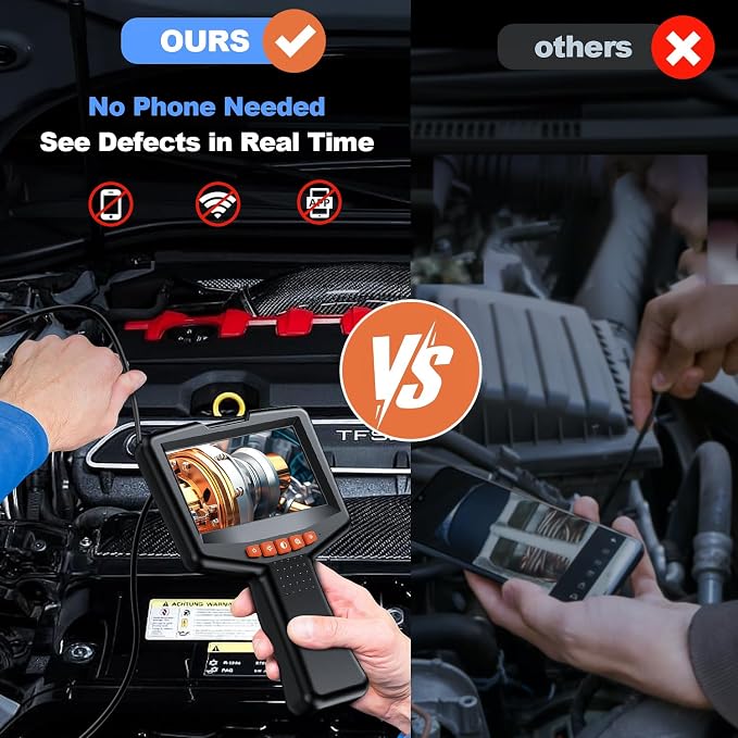 Endoscope Camera with Light: 4.3" 1080P HD Inspection Borescope Camera for Sewer - 16.4ft Waterproof Industrial Endoscope - Flexible Snake Bore Scope for Plumbing Automotive - Image 5
