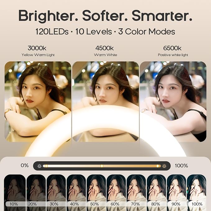 10" Magnetic Ring Light Overhead Camera Phone Mount, XINBAOHONG LED Selfie Light with Stand and Phone Holder, Rechargeable Desk Light for Video Recording（Standing） - Image 3