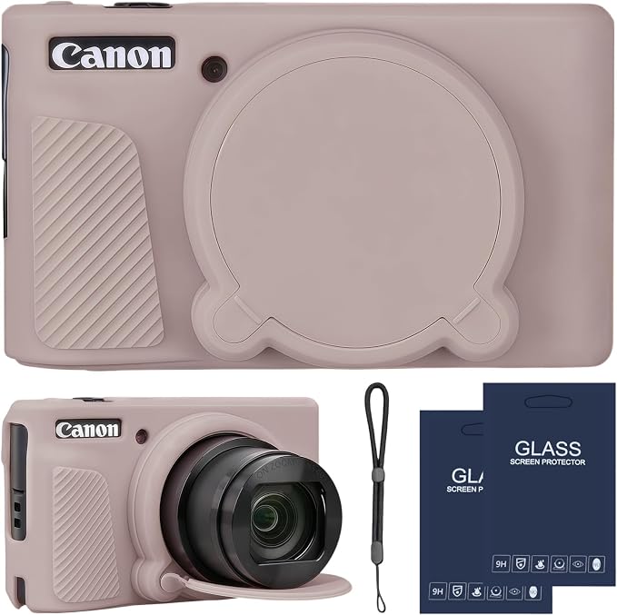 Camera Case for Canon PowerShot SX740/ SX730 Digital Camera, SX740 HS Case | Soft Silicone Protective Case Removable Lens Cover, Comes with 2 Screen Protectors and 1 Wrist Strap.(Tiffany Pink) by SZHSYJY