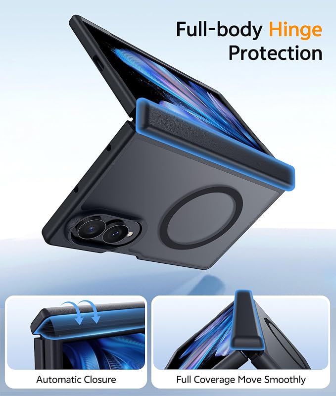 FNTCASE for Samsung Galaxy Z Fold 8 Case, Fit for Magsafe, Hinge Protection | Screen Protector, Translucent Matte Magnetic Back, 18FT Military Grade Drop Proof, Protective Phone Cover, Black - Image 3