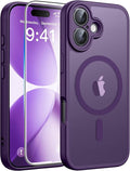 FNTCASE for iPhone 17 Case, Compatible with Magsafe, Glass Screen Protector | Full Camera Protection, Translucent Matte, 14FT Military Grade Drop Proof, Shockproof Protective Phone Cover, Purple by FNTCASE