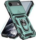 SunStory Phone Case for iPhone Air Case with HD Screen Protector & Slide Camera Cover & Rotated Ring Kickstand, [Military-Grade] Phone Case for iPhone 17 Air, Green by SunStory