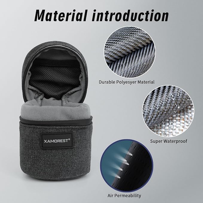 Camera Lens Case Lens Bag Compatible (3.15" x 3.15"(Canvas, Black)) - Image 4