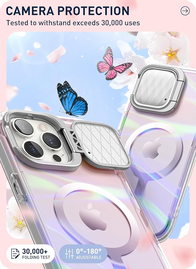 i-Blason for iPhone 15 Pro Case MagSafe, w/‌ Screen Protector, PinkWave | Built-in Screen Protector, Camera Cover Stand, Slim, Stylish - Image 3