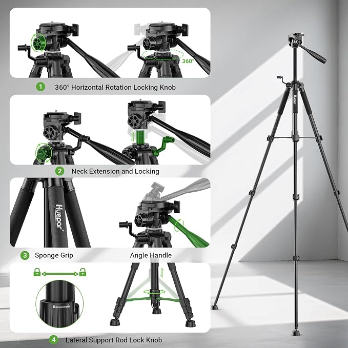 Huepar Tripod 50-inch Extendable Height Tripod Use with Laser Level, Point Lasers, Lazer Distance Measures, 1/4" and 5/8" Thread Mount for for Varieties Tools, Outdoor and Indoor T13A - Image 5