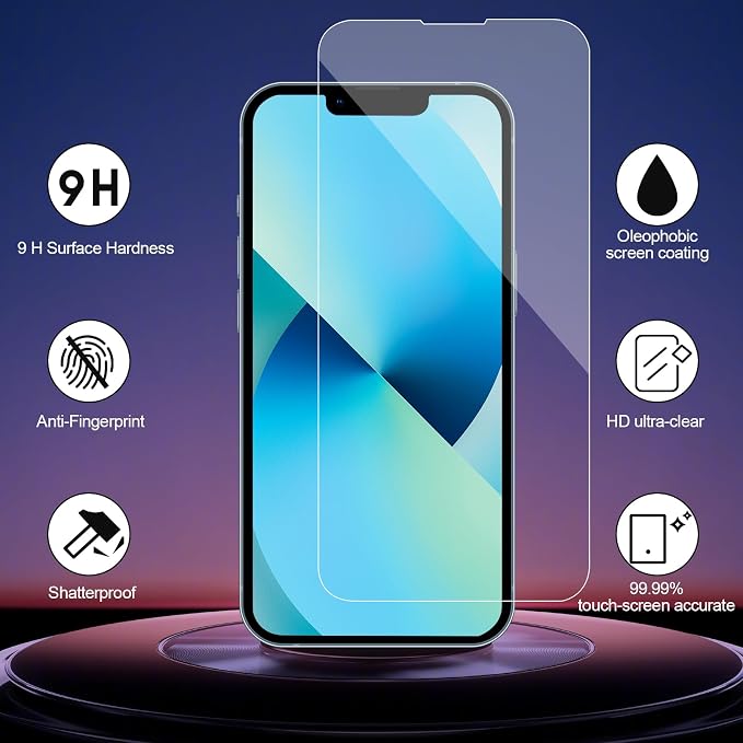 3 Pack Screen Protector for iPhone 14/13/13 Pro, 6.1 Inch | 9H Tempered Glass, HD Full Clear, Anti-Scratch, Case Friendly - Image 3