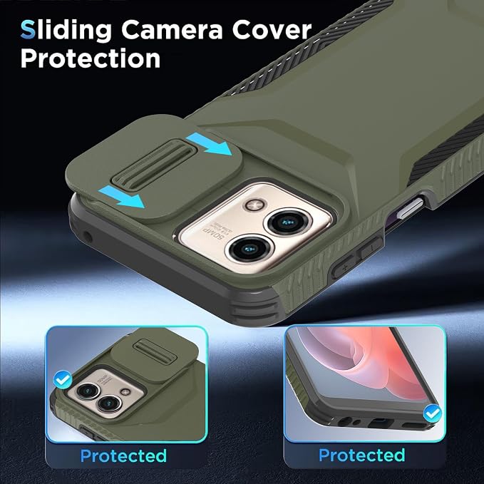 for Motorola G Stylus 5G 2023 Case with 1 HD Screen Protector & Slide Camera Cover[Military-Grade]Phone Case Heavy Duty Rugged Shockproof Protective Cover for Moto G Stylus 5G 2023(Pine Green) - Image 4