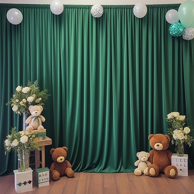 Hunter Green Backdrop Curtain-Wrinkle-Free Polyester Fabric Green Photography Curtains for Wedding Party Photo Background Decorations- 16 X10FT (Hunter Green) - Image 5