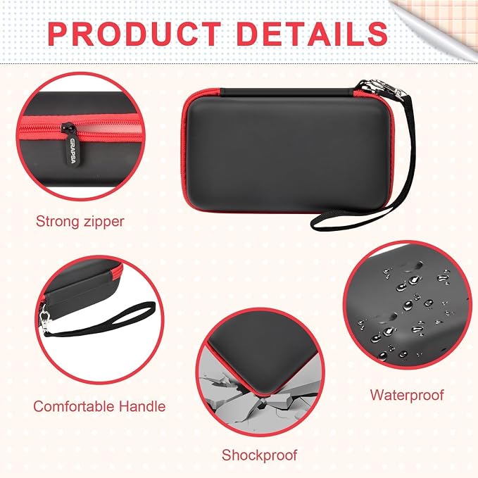 Kids Instant Print Camera Case for DYLANTO for ESOXOFFORE Cameras | Portable Digital Camera Case Organizer for ETIKEZ for YTETCN for DUDUDRAGON with Pocket for Accessories (Box Only)-Black - Image 7