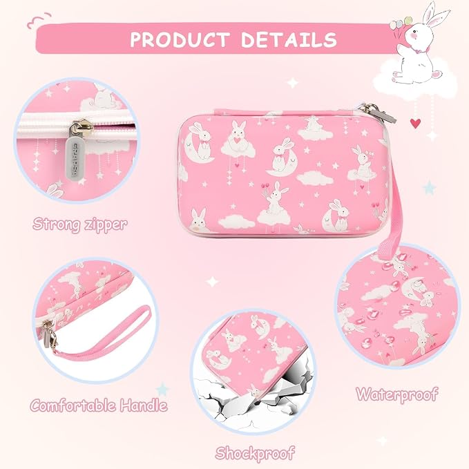 Kids Instant Print Camera Case & 3 Rolls for DYLANTO for ESOXOFFORE | Portable Digital Camera Case for ETIKEZ for YTETCN for DUDUDRAGON with Pocket for Accessories (Box Only)-Pink Rabbit - Image 4