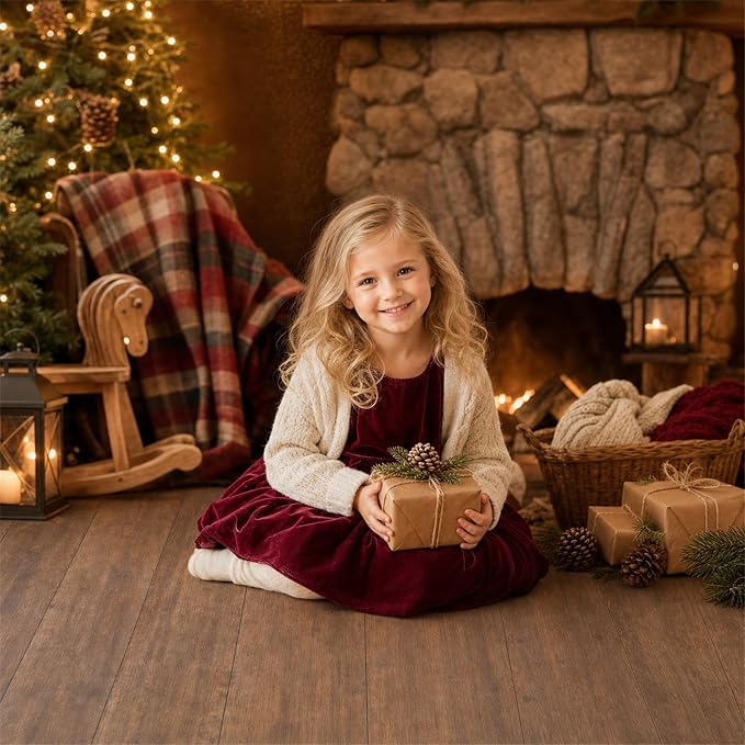 Kate Brown Wood Plank Photography Floor Mat Rubber Photo Studio Backdrop | Warm Natural Timber Texture Non-Slip Floor Drop For Rustic Newborn, Kids, Portrait, Food, Crafts, Product Photography 5x4ft - Image 5