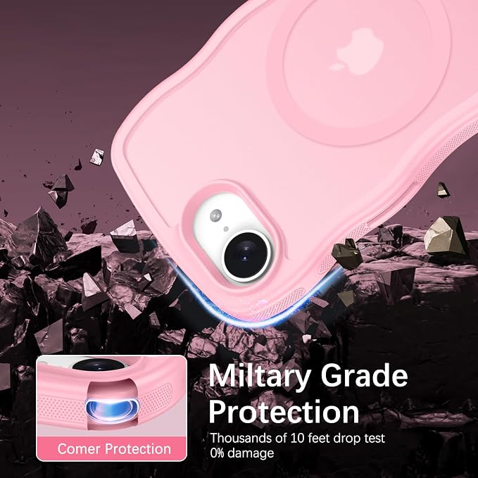 BENTOBEN Magnetic for iPhone 17e Case,Cute Wavy Frame [Compatible with MagSafe] Translucent Matte Anti-Slip TPU Bumper Women Girls Boys Men Shockproof Drop Protective Cover for iPhone 17e,Light Pink - Image 3