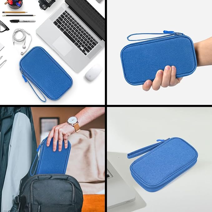 CAOODKDK Electronics Accessories Organizer Pouch, Electronic Organizer Travel Case Cable Organizer for Cable, Charger, SD Card, Business Travel Gadget Bag (Blue) - Image 7