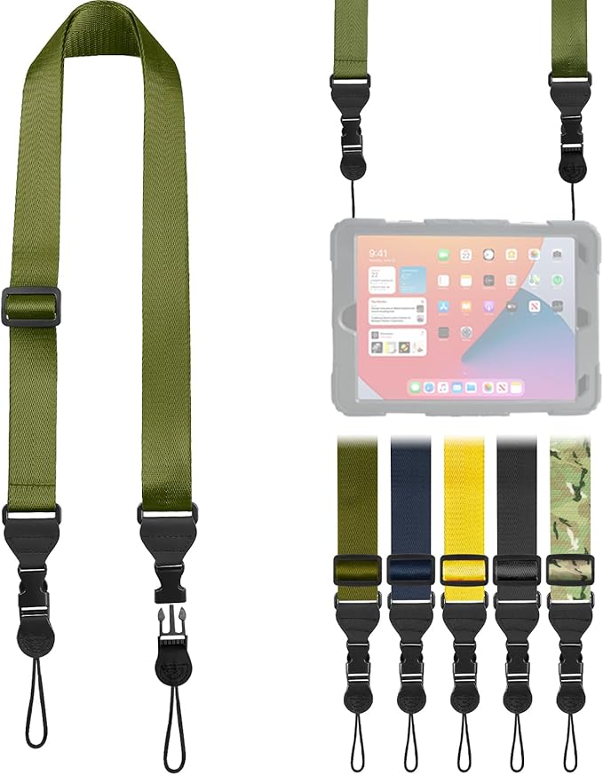 FIEIL Nylon iPad Strap, Adjustable Camera Neck Strap, Comfortable Shoulder Strap for iPad, Cellphone Tablet, Camera, Laptop, Binocular, Luggage Bag (Green Universal Neck Lanyard) by FIEIL